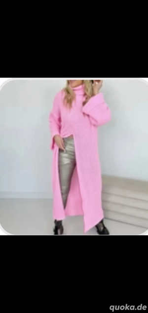 Rosa Pullover, Reissverschluss u Kaputze 