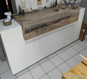 Sideboard Weiß Braun H87 B160 T45