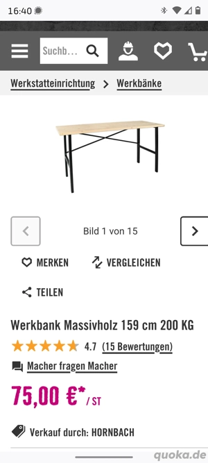 Stabiler Werkbank Werktisch, ca 160 cm lang, Platte Holz 