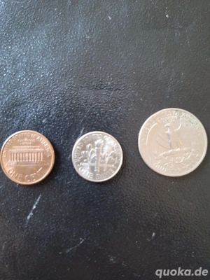 USA Münzen 3 Stück Quarter Dollar 1979, One Dime 2011, One Cent 1 Bild 4