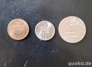 USA Münzen 3 Stück Quarter Dollar 1979, One Dime 2011, One Cent 1