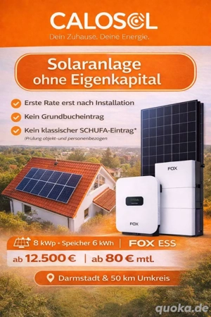 CALOSOL Solaranlage ohne Eigenkapital   Rate erst nach Installation Raum Darmstadt