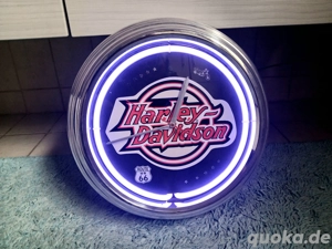 Harley-Davidson, Neon, Wanduhr, 2-farbig
