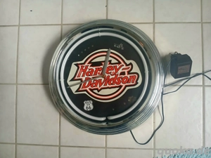 Harley-Davidson, Neon, Wanduhr, 2-farbig Bild 2