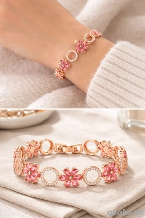 legantes Damenarmband   Roségold vergoldet (Modeschmuck)