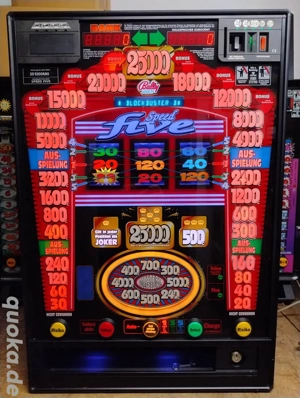 Spielautomat   Geldspieler SPEED FIVE von Bally, Euro-Annahme, neue Speicherbatterie, guter Zustand