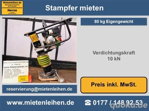 Stampfer Verdichter Rüttler Rüttelplatte mieten leihen