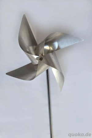 Windrad-Metall Blumen-Dekostecker  20cm Alu silber 80er
