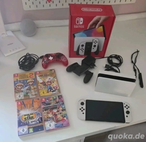 Nintendo Switch OLED modell spiele Konsole mit 4 videospiele + verpakung und Zubehör 
