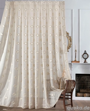 Fertiggardinen  Gardinella Encanto    Leinenoptik | Rautenmuster | lichtdurchlässig & elegant