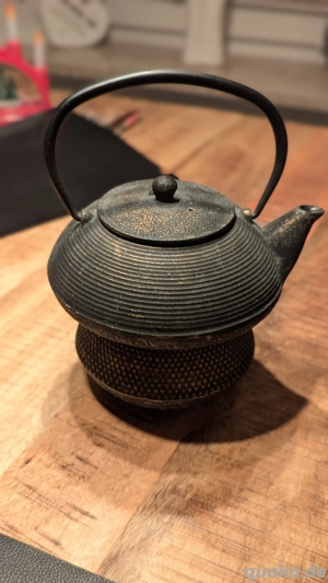 Echte große japanische Gusseisen Teekanne+ Stövchen