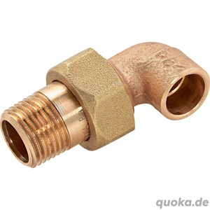 Rotguß Lötfitting Winkel 90Gr konisch dichtend 10mmx3 8" AG
