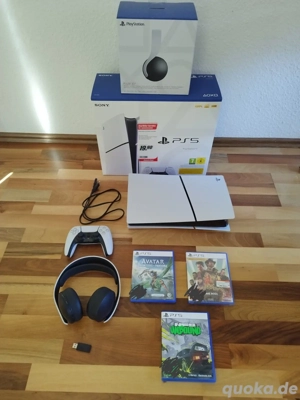 sony Playstation 5 slim Konsole mit 3 videospiele und kopfhorer + controller 