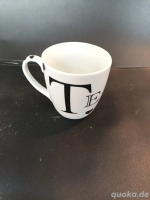 Tasse I love Tea Tee Porzellan weiß schwarze Schrift ca. 10cm hoc Bild 2