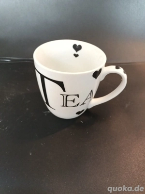 Tasse I love Tea Tee Porzellan weiß schwarze Schrift ca. 10cm hoc Bild 4