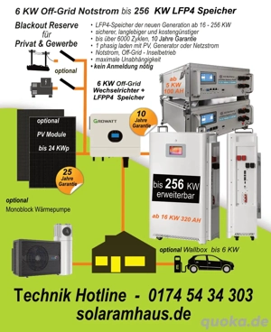6 KW Off-Grid Notstrom bis 256 KW Lifepo4 Speicher Blackout Reserve