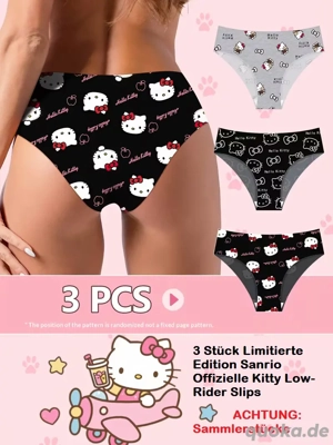 3 Stück Limitierte Edition Sanrio Offizielle Kitty Low-Rider Slips Gr. S