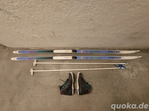 Langlaufski Set Fischer 207cm mit Schuhen & Stöcken