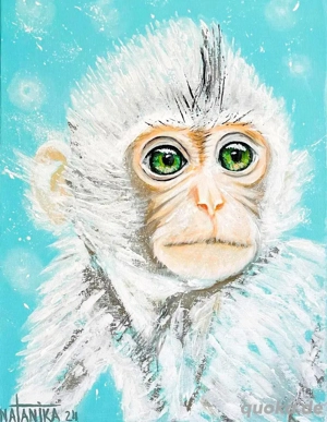  Weißer Affe , Acrylgemälde (40x30), Leinwand auf Keilrahmen, lackiert