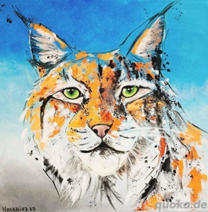  Luchs verliebt , Acrylgemälde (40x40), Leinwand auf Keilrahmen, lackiert