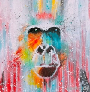  Regenbogenaffe Acrylgemälde (40x40 cm), Leinwand auf Keilrahmen, lackiert