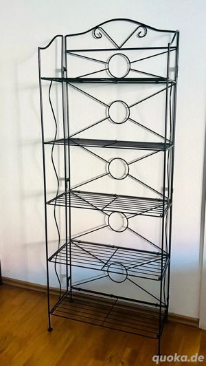 Regal mit 5 Böden, Metall, schwarz, Klappaufbau, Antik-Design