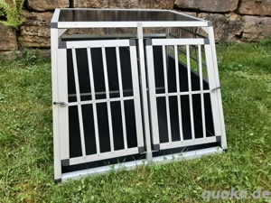Alu-Transportbox für Hunde   zweitürig, mit Trennwand