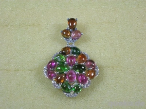 NEU: Anhänger 925 Silber mit Multi-Turmalin + Zirkon