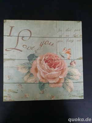 Deko Bild gemalt auf Leinwand- I Love You - 24x24 cm