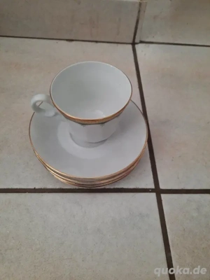 Eschbach Bavaria Porzellan mit Goldrand 1 Tasse und 5 Unterteller