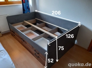 AUSZIEHBETT wNeu 120-210 x 200 cm, mit Matratze, Bettkasten und Bettschubladen