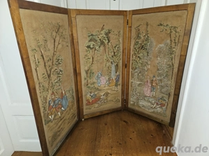 Rarität! Antik! Schöner, alter Paravont Jugendstil? Raumteiler Gobelin um 1900? 
