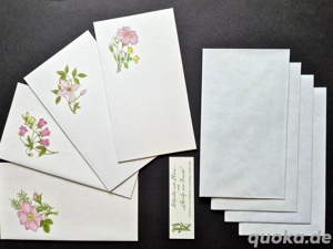 Romantische Briefkarten mit Blumenmotiv + Umschläge 