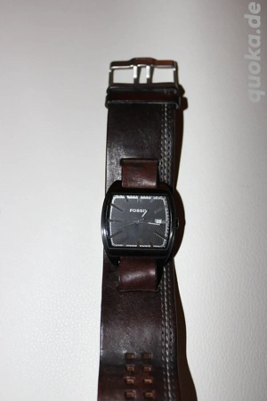 orig. Vintage Fossil Herren Armbanduhr Lederarmband breit