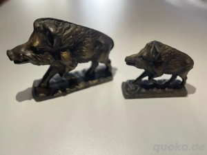 Massiv Keiler Wildschwein Figuren Messing Bronze Optik
