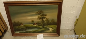 Landschaftsgemälde mit Flussmotiv gerahmt