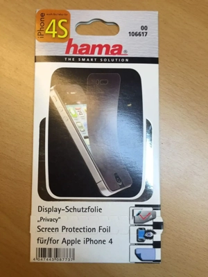 Hama Displayschutzfolie Privacy iPhone 4S, neu