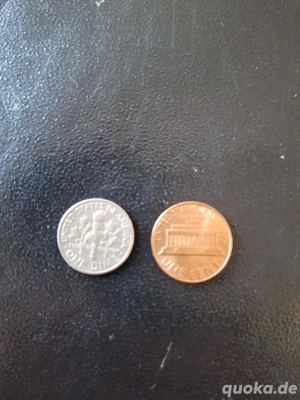 USA Münzen 2 Stück One Dime 1998, One Cent 1982 als Set zusammen