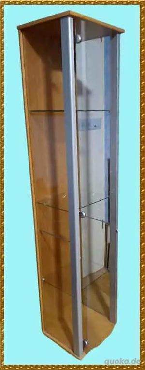 Schöner Vitrinen Schrank, 1 Glastür, dahinter 4 Glas-Einlegeböden Maße H X B x T=172 X 36 X 33 cm. A