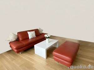   Stylisches Echtleder-Sofa + Hocker   wie neu!  