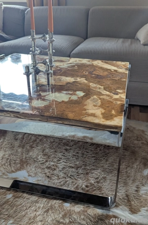 Onyx Chrom-Couchtisch der 70er Jahre 