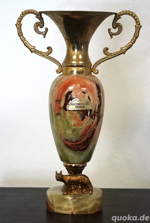 Vintage Onyx & Messing Amphorenvase "Ricordo di Roma" Souvenir   Romulus & Remus