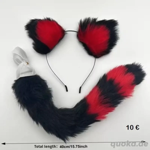 Furry - Rotes Damen Cosplay Kostüm   Ohren und Fuchsschwanz 9,90  