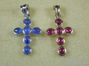 NEU: Kreuz-Anhänger 925 Silber mit Saphir oder Rubin