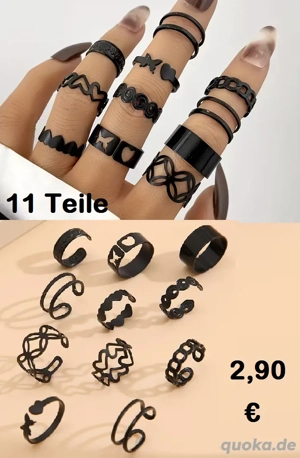 11-teiliges modisches elegantes Vintage-Gothic-Stil Ring SET  nur 2,90 Euro