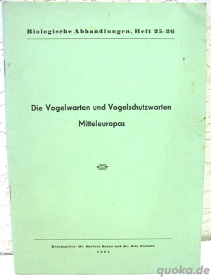 Heft - Die Vogelwarten und Vogelschutzwarten Mitteleuropas - Bruns   Niebuhr - 1961