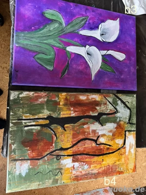 Acryl Bilder auf Leinwand, 40   60 cm signiert