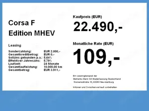 Opel Corsa F Edition MHEV Komfort-Paket PDC Klima