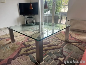 Glascouchtisch 120x120cm verchromte Beine