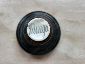 ANTIKER Klingelknopf aus Holz und Keramik Aufschrift: Klinga